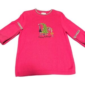 Vintage 1990's Christmas Friends Shopping Embrodiered Long Sleeve Sweater Party